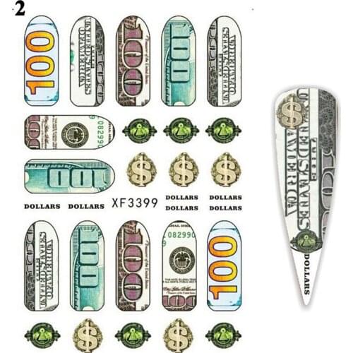 Dollar Sign Nail Art Sticker 3D Manicure Fashion DIY Nail Decals Money Design Self Adhesive Sticker Fashion Nail Beauty
