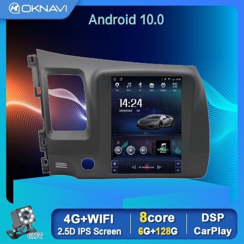 DSP IPS 9.7'' Android 10 Car Multimedia Radio Navi Player For Honda Civic 8 2005-2011 Tesla Style GPS Stereo BT WIFI Navigation
