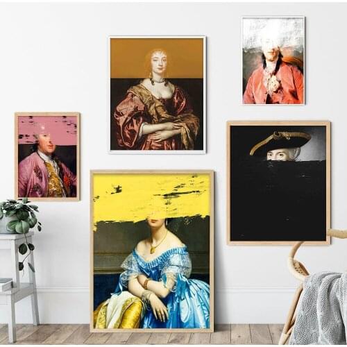 European Art Canvas Oil Painting Funny Portrait Graffiti Wall Art Poster and Print Pictures For Living Room Retro Home Decor