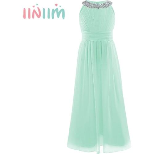 Iiniim Gifts Vestidos Summer Dress Chiffon Sleeveless Teen Princess Dress Pageant Childrens Party Dress Kids Dresses for Girls