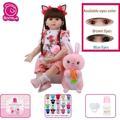 60CM Reborn Baby Doll New Born Babies Dolls With Long Hair Kawaii Toys Boneca Children Toy