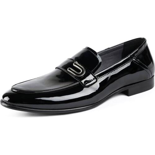 Fashion Mens Loafers Casual Shoes Patent Leather Dress Shoes Male Formal Wedding Shoes