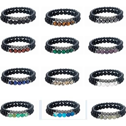 Magnetic Charm Bracelet for Men Women Black Prayer Matte Onyx Bracelets Distance Couples Jewelry Hematite Stone Power Bangle