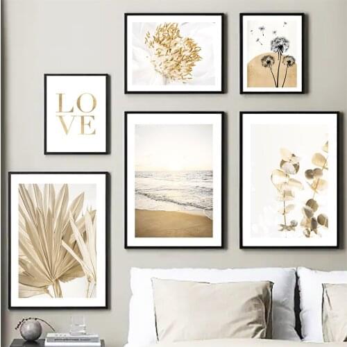 Sea Beach Sand Dandelion Flower Leaf Bird Wall Art Canvas Painting Nordic Posters And Prints Wall Pictures For Living Room Decor