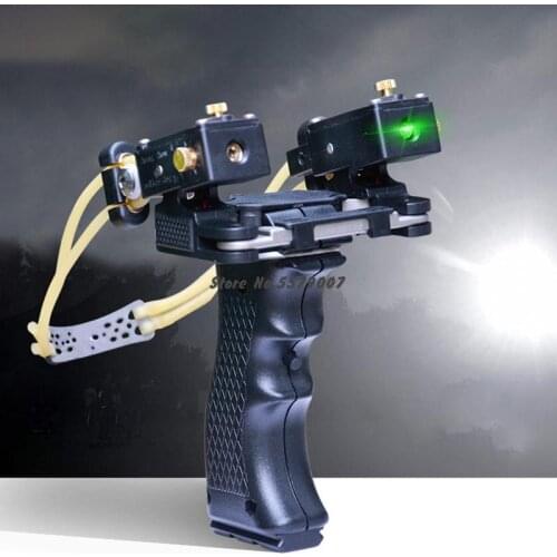 Powerful Laser Targeting Slingshot for Outdoor Hunting Bow Folding Wrist Slingshot Catapult Shooting Fishing Slingshots