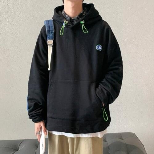 Male Harajuku Casual Sweatshirts Men Embroidery Black Hooded Hoodies 2021 Pullover Man Streetwear Hip Hop Hoodie Korean