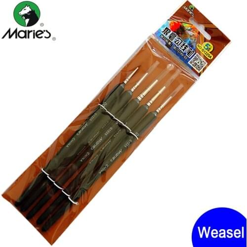 Maries G1225A Weasel hair Watercolor paint brushes scriptliner hook line pen painting supplies 5pcs/set