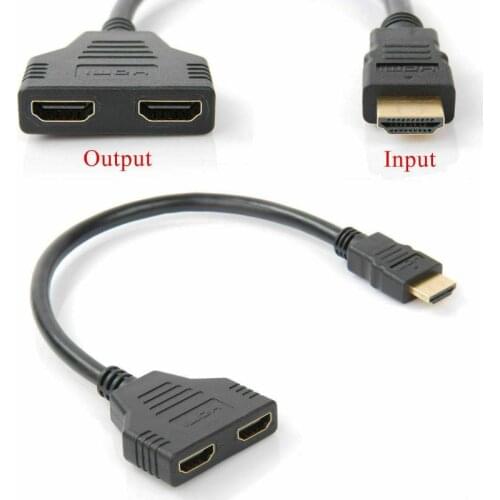 Splitter1 Input Male To 2Output Female Port Cable Adapter Converter 1080P For Games HD LED LCD TV Multimedia