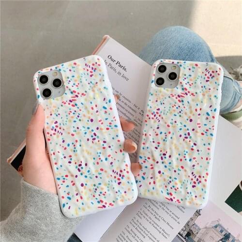 Shockproof Shell Korea ins Colorful Dots Phone Case for iphone 12 11 Pro XS MAX XR X 7 8 Plus Soft Silicone Back Cover Coques