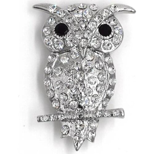Clear Rhinestone Owl Pin brooches C045 A
