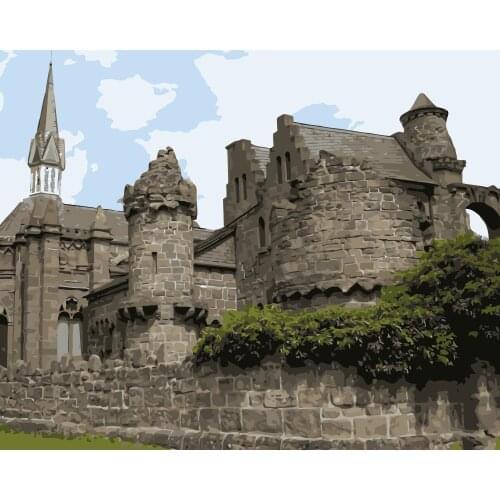 MaHuaf-j304 Germany Kassel Castle DIY coloring by numbers Wall decoration painting