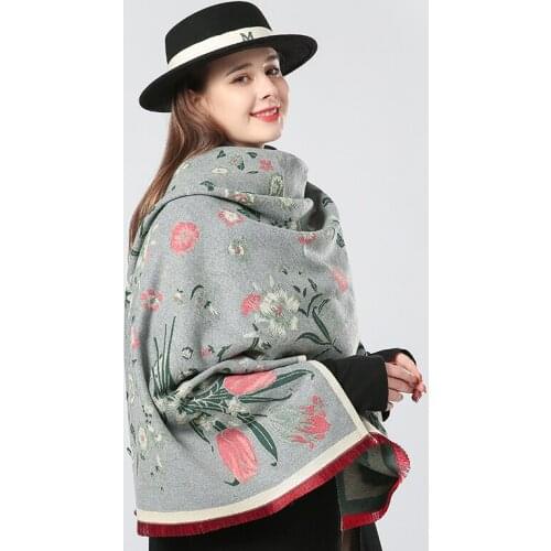 2020uxury brand double-sided plum blossom scarf women Winter warm cashmere shawl scarf printing soft thin blanket holiday gifts