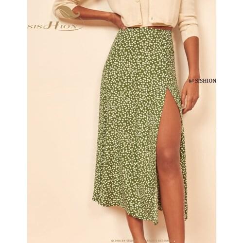 SISHION Sexy Leopard Print Summer Skirt Women Split High Waist Floral Skirts Fashion Tight Open Beach Wraps Casual Skirts VD2088