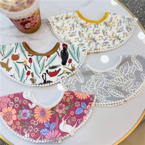 Summer Waterproof Cotton Baby Products Bib Cotton Printing Soft Saliva Towel 360 Degree Baby Stuff Bib 1-2 Years Old For Babies