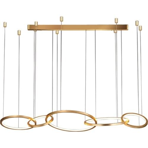 Ring Design Modern LED Chandelier Hotel Lobby Light AC110V 220V Long Dining Room Light Fixtures