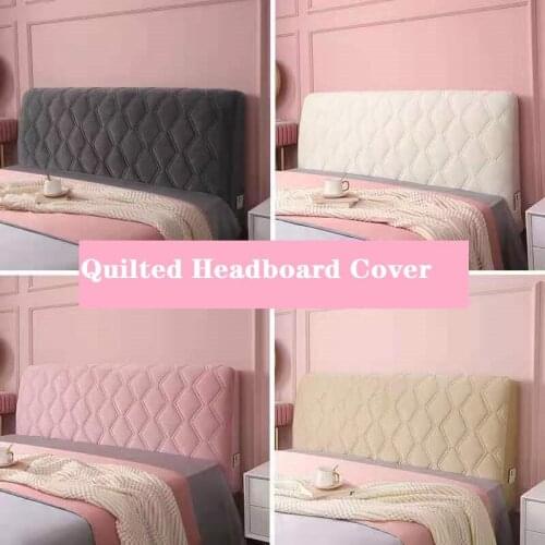 Modern Solid Color Gray Thicken Quilted Short Plush Headboard Cover Soft Velvet All-inclusive Bed Head Cover