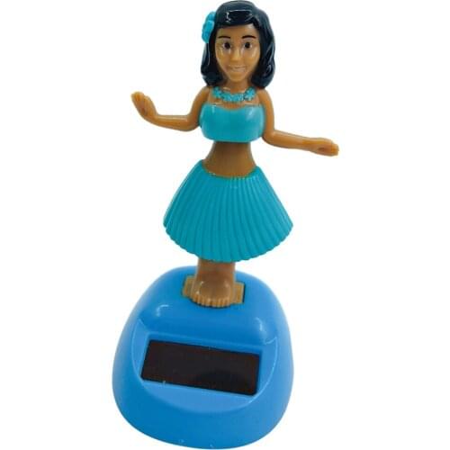 Solar Power Dancing Toy Hula Girl Car Table Home Decor Bobble Toy Dark Blue