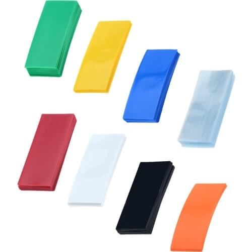 50/100PCS Li-ion PVC Heat Shrink Tubing 18650 Battery Wrap Precut Size 72*18.5mm Battery Film Tape Battery Cover 8 Color Choice