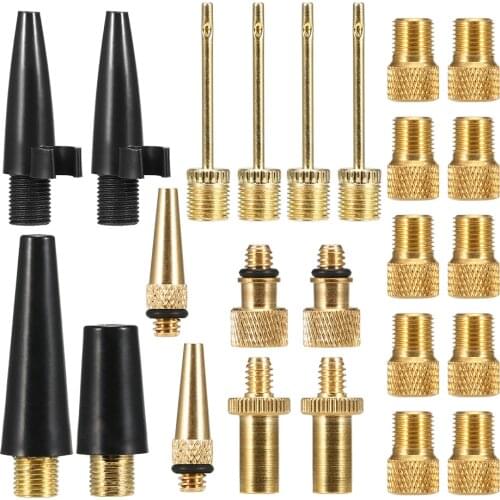 Bike Valve Adapter Set Bike Tire Valve Converter Kit Presta to Dunlop Schrader to Presta Valve Adapter Nozzle Needle Kit