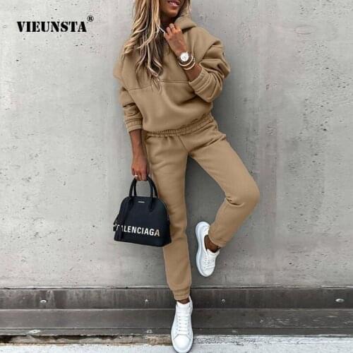 Spring Women Tracksuit 2 Piece Set Fashion Hooded Sweatshirts Pullover Tops And Casual Long Pants Autumn Solid Suits Streetwear