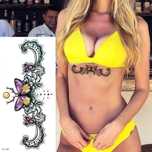 Temporary tattoo sticker waterproof tattoo & body art tattoos for girls underboob tattoo women sexy tatoo lace henna sticker