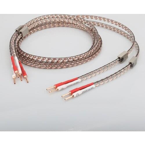 Pair Viborg VS903 HIFI Fidelity speaker cable with pure copper Spade to banana plug audiophile Loudspeaker Cable HIFI