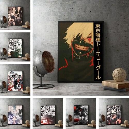 Japan High Popularity Anime Tokyo Ghoul Old Style Poster Retro Style Canvas Art Painting Home Decoration Poster Unframe