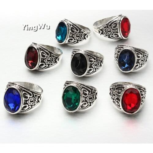 Yingwu 30Pcs Mix Color Silver Plated Crystal Ring For Womens Mens Wholesale Jewelry Rings Bulks Lots Hot Sale
