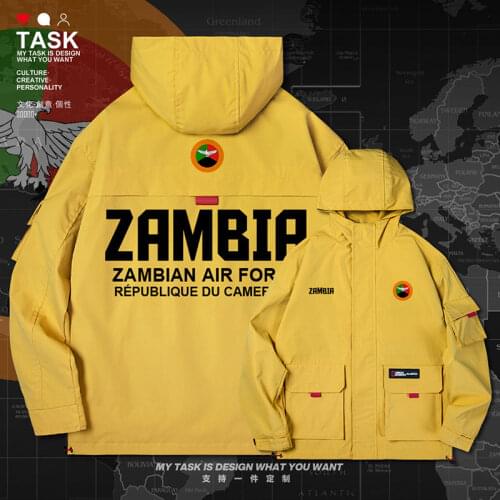 Republic of Zambia Zambian ZMB men jacket hooded air force logo army fan trench coat men Military mens printed autumn clothes
