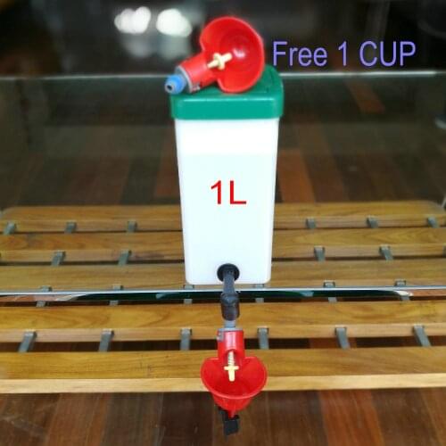 1X 1LT Bucket And 2X Cup Poultry Nipple Drinkerer Chicken Bird Quial Rabbit Mouse