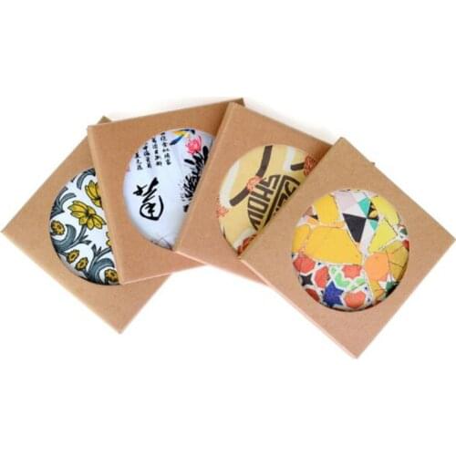 100pcs Kraft Paper Coaster Packaging Box With Window DIY Gift Boxes for Ceramic Cup Mat Mug Pad Packaging