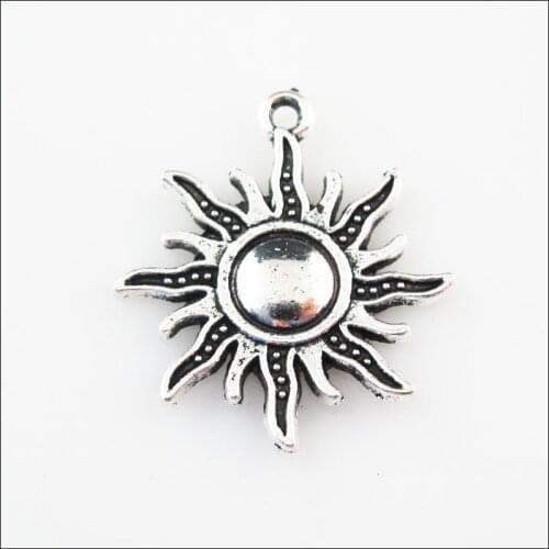 15 New Charms Fire Sun Flower Tibetan Silver Tone Pendants 25x28mm