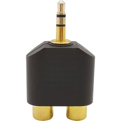 2Pcs 3.5MM to RCA Connector Gold Plated Stereo 3.5mm Male Plug to 2x RCA Female Jack Adapter Splitter Audio Cable Connector