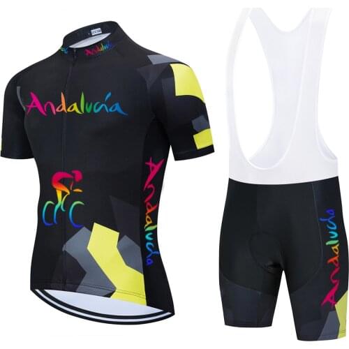 2021 Team Andalucia Cycling Clothing Set Bicycle Clothes Ropa Ciclismo Bike Jersey Quick Dry Men Short Maillot Culotte Suit