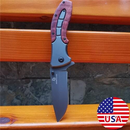 7CR13MOV Blade Quick Open Knives Portable Folding Knife Color Wood Handle Tactical Camping Survival Hunting Pocket Knives