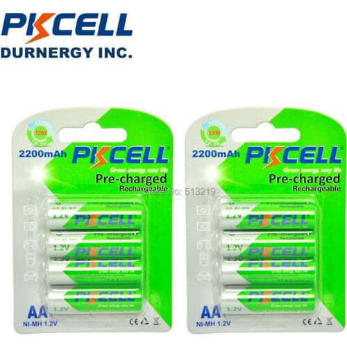 8Pcs*4Pc/Card PKCELL NiMH AA Rechargeable Battery 1.2V 2200mAh 2A Pre-charged Bateria Rechargeable Batteries for Camera