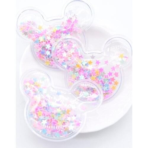 8Pcs 52*45mm Mouse Transparent Plastic Filling Shakers Sequin Appliques for DIY Crafts Headwear Hair Clips Accessories C20C26