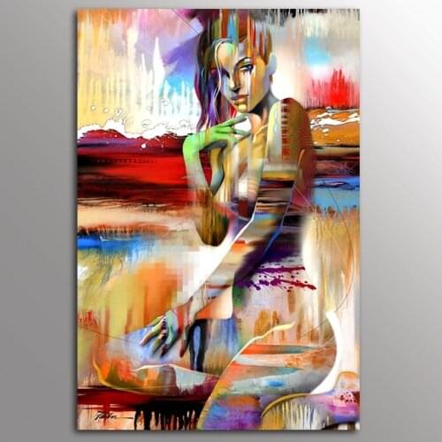 Abstract Colorful Girl Nordic Home Decor Wall Pictures for Living Room Garden Decoration Canvas Art Posters and Prints Paris