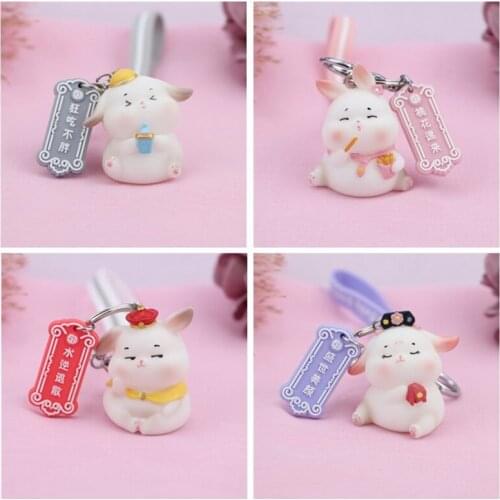 Car Keychain Accessories Girl Heart Court Rabbit Key Ring Pendant Cartoon Student Backpack School Bag Purse Hanging Ornaments