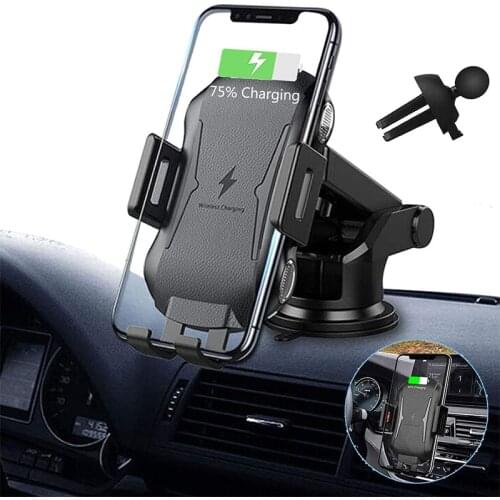 Wireless Car Charger 15W Qi Fast Charging Auto-Clamping Car Mount for iPhone 12 11 Xs Max XR 8 Plus Samsung S20 S10+ Note10 Plus