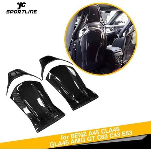 Carbon Fiber Seat Back Backseat Trim Covers 4PC/Set fit for Mercedes-Benz A45 CLA45 GLA45 AMG GT C63 C43 E63 12 - 18 Gloss Matt