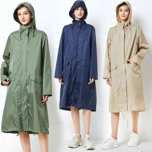 Raincoat long waterproof fashion rain proof womens outdoor hiking work windbreaker coat poncho