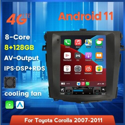 Tesla Style Screen Android 11 For Toyota Corolla 10 E140 E150 2006 - 2013 Car Radio Multimedia Player Navigation GPS 4G Lte