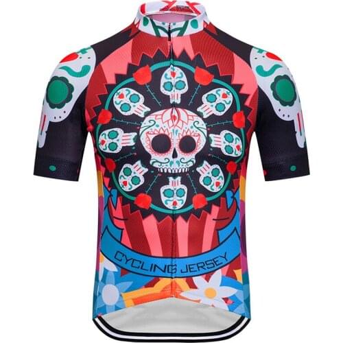 Weimostar Mountain Bike Clothing Men Summer Short Sleeve Skull Cycling Jersey Bicycle Shirt Breathable Road MTB Bike Jersey Tops