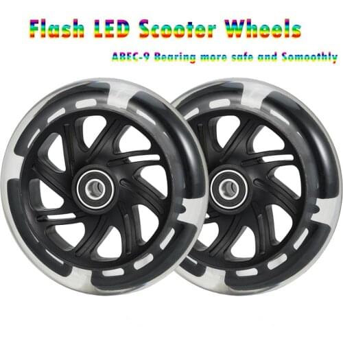 Hot selling 2pcs 120mm Scooter Wheels Scooter Wheels LED Flash Light Up Scooter Wheels for Mini Scooter with ABEC-9 Bearing