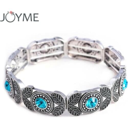 Fashion India Vintage Charm Crystal Stretch Bracelets & Bangles For Women Adjustable Strand Marcasite Men Bracelet Bijoux Femme