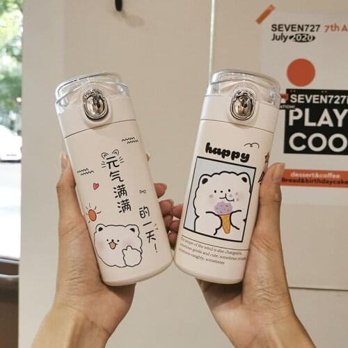 Cartoon pea cup portable bomb cover student couple cup girl heart mug with hand cup D75