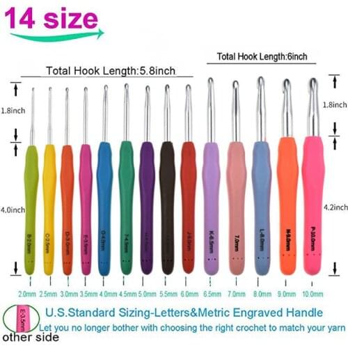14 Crochet Hooks Plus Small Accessories with Printed Floral Bag Plus Scissors & Tape Measure Knitting Needle Set