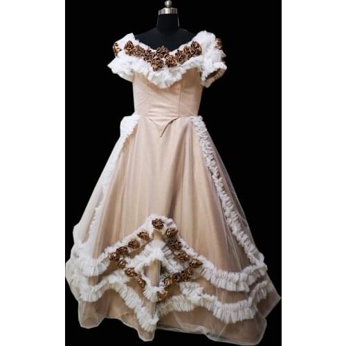 2019 New brown victorian Halloween Cosplay dress Colonial Georgian Renaissance Gothic Historical dress D-348