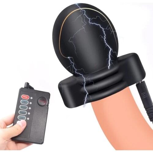 New Male Electro Shock Glans Trainer Massage Cup Masturbation Delay Training Electric Shock Medical Therapy Penis Stimulator